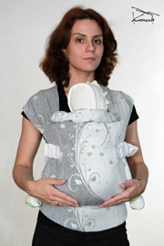 Karaush ergo baby carrier made of sling fabric with cotton lining or brown cloth